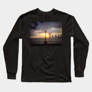 Battery Park Sunset Skyline Manhattan New York City Long Sleeve T-Shirt